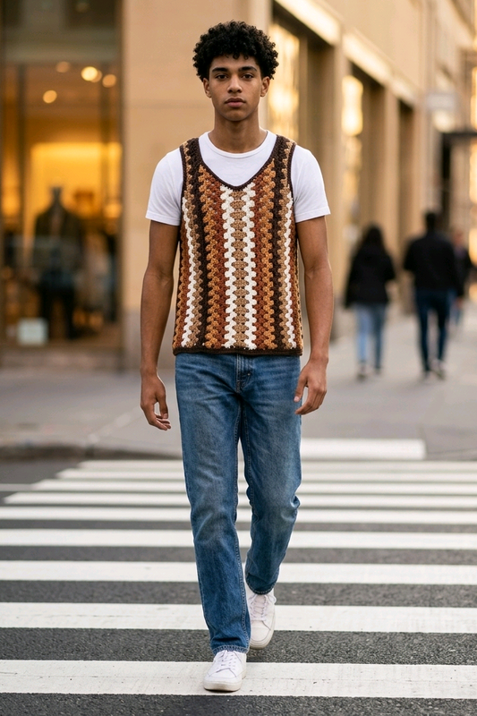 Geometric Striped Vest