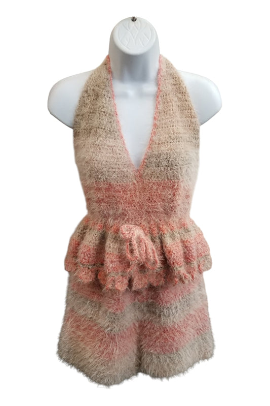 Fuzzy Peplum Halter