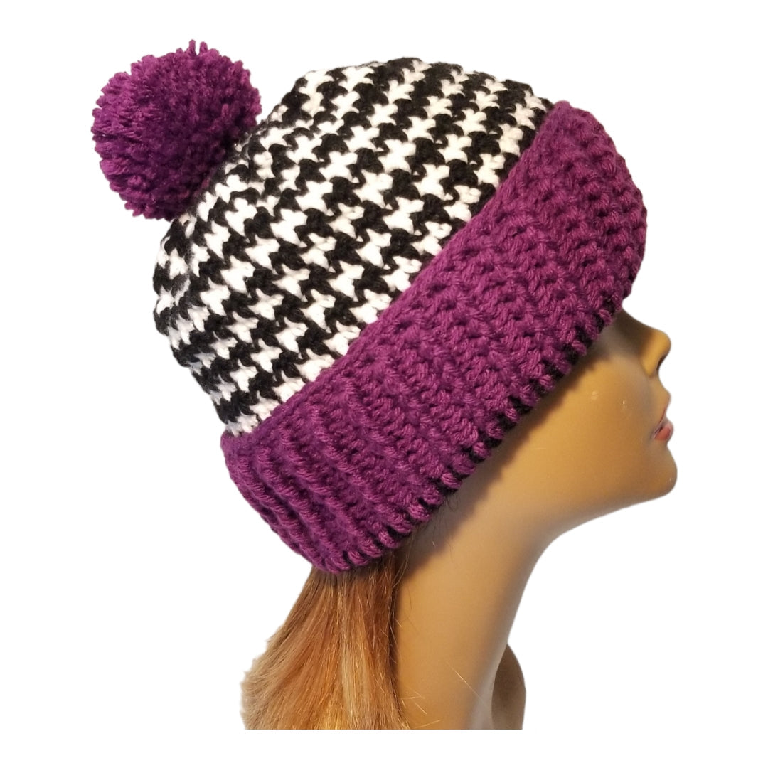 Slouchy Houndstooth Hat
